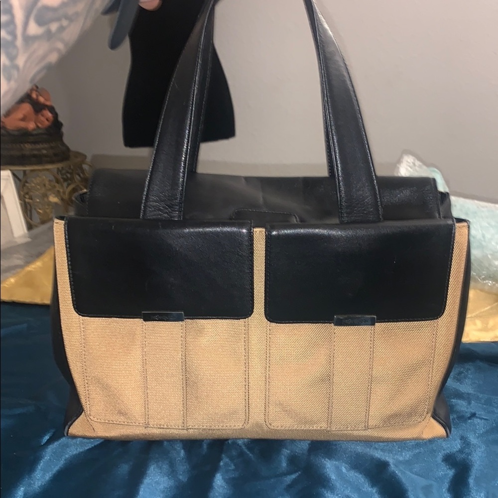Vintage Yves Saint Laurent Black And Tan Tote Bag Guc Ysl